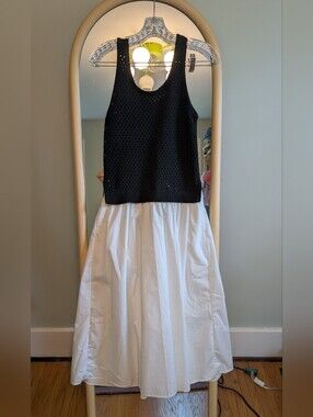 Astr Black Crochet Knit Tank Dress